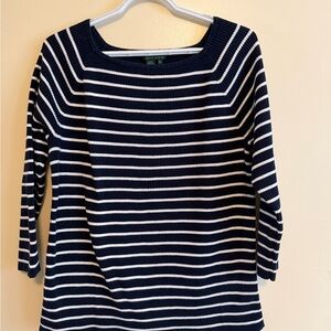 Lauren Ralph Lauren Navy and Cream Knit Top